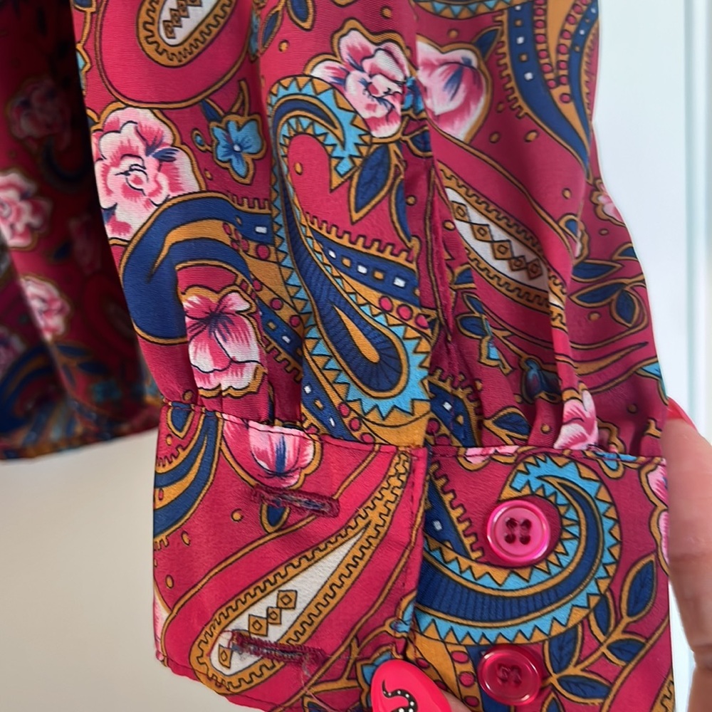 Vintage Notations Silk Blend Button Down Blouse - image 3